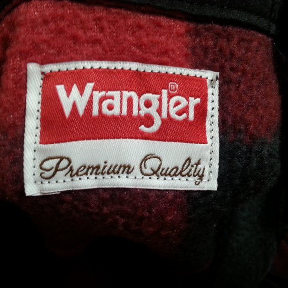 Wrangler Buffalo Check Flannel Plaid Shirt Men's XL Long Sleeve  Red Black - Picture 8 of 9